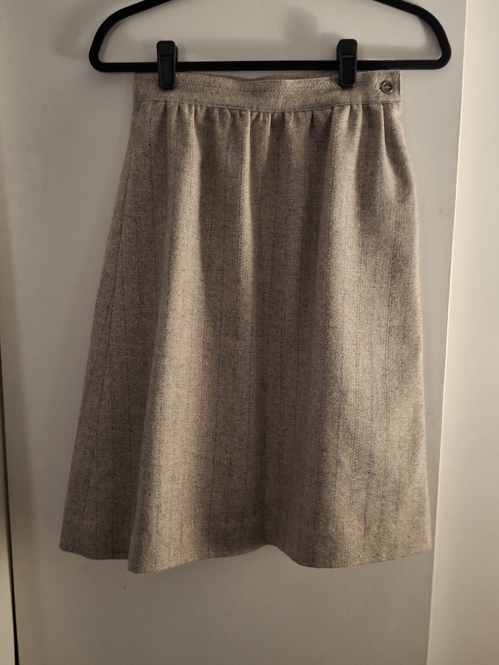 Astor One Women's Neutral Beige A-Line Pinstripe Wool Blend Skirt